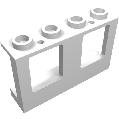 Part 61345 - Window 1 x 4 x 2 Plane, Single Top Hole and Single Bottom Hole for Glass - De BrickPlaats