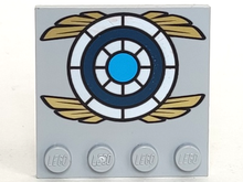 Part 6179pb054 - Tile, Modified 4 x 4 with Studs on Edge with Blue and White Target with Gold Wings Pattern - De BrickPlaats