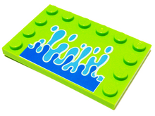 Part 6180pb027 - Tile, Modified 4 x 6 with Studs on Edges with Blue Water Splash Pattern - De BrickPlaats