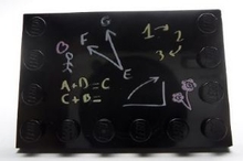 Part 6180pb044 - Tile, Modified 4 x 6 with Studs on Edges with Blackboard Pattern - De BrickPlaats