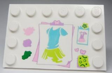Part 6180pb045 - Tile, Modified 4 x 6 with Studs on Edges with Clothes Design and Swatches Pattern - De BrickPlaats