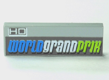 Part 63864pb010 - Tile 1 x 3 with 'WORLD GRAND PRIX' Pattern - De BrickPlaats