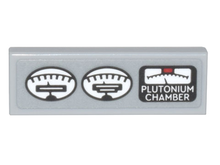 Part 63864pb202 - Tile 1 x 3 with 2 White Oval Gauges and Black Gauge 'PLUTONIUM CHAMBER' Pattern (Sticker) - Set 10300 - De BrickPlaats
