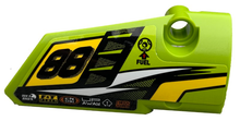 Part 64391pb052 - Technic, Panel Fairing # 4 Small Smooth Long, Side B with '88', Fuel Hole, Yellow and White Stripes on Lime Background Pattern (Sticker) - Set 42072 - De BrickPlaats