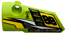 Part 64683pb052 - Technic, Panel Fairing # 3 Small Smooth Long, Side A with '88', Fuel Hole, Yellow and White Stripes on Lime Background Pattern (Sticker) - Set 42072 - De BrickPlaats