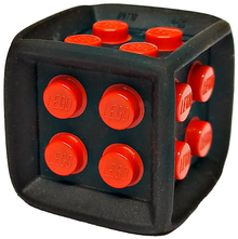 Part 64776pb01 - Die Cube with Flexible Rubber Frame and Molded Hard Plastic Red 2 x 2 Studs Pattern on All Sides - De BrickPlaats