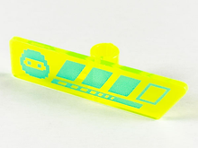 Part 65191pb01 - Minifigure, Utensil Gameplayer Label with Pixelated Medium Azure Ninja Head and Broken Stripe / Health Bar Pattern - De BrickPlaats