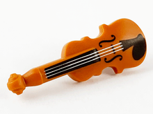 Part 69947pb01 - Minifigure, Utensil Musical Instrument, Violin with Silver Strings and Black Fingerboard, F-holes, and Chin Rest Pattern - De BrickPlaats