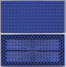 Part 700eD - Brick 10 x 20 with Bottom Tubes in Single Row Around Edge, with '+' Cross Support - De BrickPlaats
