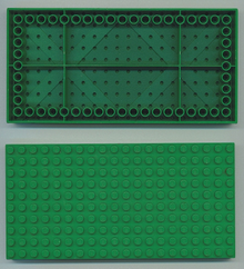 Part 700eD2 - Brick 10 x 20 with Bottom Tubes in Single Row Around Edge, with Dual '+' Cross Supports - De BrickPlaats