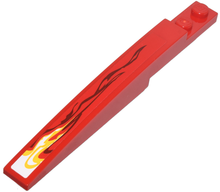 Part 85970pb003L - Slope, Curved 10 x 1 with White and Yellow Flame Pattern Model Left (Sticker) - Set 9441 - De BrickPlaats