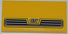 Part 87079pb0112 - Tile 2 x 4 with Grille and 'CITY' Half Height Pattern (Sticker) - Set 60018 - De BrickPlaats