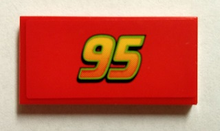 Part 87079pb0250 - Tile 2 x 4 with '95' Small Font Pattern (Sticker) - Set 8206 - De BrickPlaats