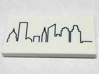 Part 87079pb0311 - Tile 2 x 4 with City Skyline Pattern - De BrickPlaats