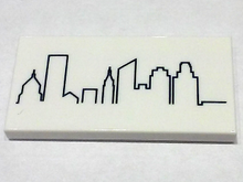 Part 87079pb0311 - Tile 2 x 4 with City Skyline Pattern - De BrickPlaats