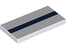 Part 87079pb0566 - Tile 2 x 4 with Dark Blue Stripe Pattern - De BrickPlaats
