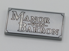 Part 87079pb0708 - Tile 2 x 4 with 'Manor von Barron' Pattern - De BrickPlaats