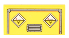 Part 87079pb1148 - Tile 2 x 4 with Light Bluish Gray Reinforced Container Edges, Handle and 2 Diamond Radioactive Symbols Pattern (Sticker) - Set 10300 - De BrickPlaats