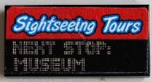 Part 87079pb1310 - Tile 2 x 4 with 'Sightseeing Tours' on Red Stripe and 'NEXT STOP: MUSEUM' Pattern (Sticker) - Set 60200 - De BrickPlaats