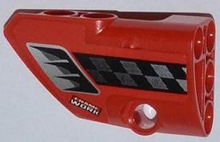 Part 87080pb006 - Technic, Panel Fairing # 1 Small Smooth Short, Side A with Air Intake, Checkered Stripe and 'FRAME WORK' Pattern (Sticker) - Set 42011 - De BrickPlaats