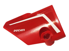 Part 87080pb059 - Technic, Panel Fairing # 1 Small Smooth Short, Side A with White Stripe and 'DUCATI' Pattern (Sticker) - Set 42107 - De BrickPlaats