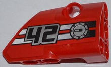 Part 87086pb007 - Technic, Panel Fairing # 2 Small Smooth Short, Side B with '42', Filler Cap and 2 Black to White Fade Stripes Pattern (Sticker) - Set 42011 - De BrickPlaats