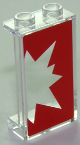 Part 87544pb037R - Panel 1 x 2 x 3 with Side Supports - Hollow Studs with Red Starburst Explosion Right Half on Transparent Background Pattern (Sticker) - Set 41235 - De BrickPlaats