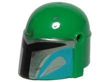 Part 87610pb11 - Minifigure, Headgear Helmet with Holes, SW Mandalorian with Silver and Medium Azure Pattern - De BrickPlaats