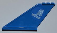 Part 87614pb002 - Tail 12 x 2 x 5 with Medium Blue Airline Bird Pattern on Both Sides (Stickers) - Set 3181 - De BrickPlaats