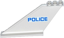 Part 87614pb007 - Tail 12 x 2 x 5 with Blue 'POLICE' Pattern on Both Sides (Stickers) - Set 60046 - De BrickPlaats