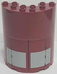 Part 87926pb011 - Cylinder Half 3 x 6 x 6 with 1 x 2 Cutout with Black Lines and Light Bluish Gray Rectangles Pattern (Sticker) - Set 75025 - De BrickPlaats