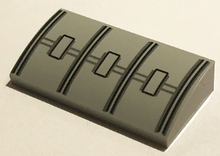 Part 88930pb083 - Slope, Curved 2 x 4 x 2/3 with Bottom Tubes with Black Lines and 3 Hatches Pattern - De BrickPlaats