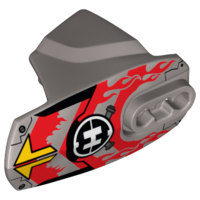 Part 90639pb024 - Hero Factory Armor with Ball Joint Socket - Size 5 with Yellow Arrows, Red Flames, and Hero Factory Logo Pattern - De BrickPlaats