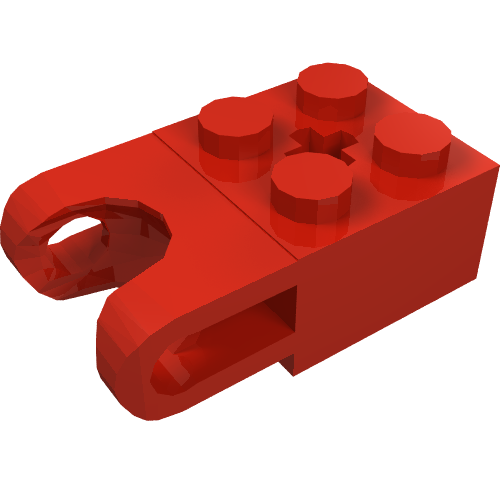 Part 92013 - Technic, Brick Modified 2 x 2 with Ball Socket and Axle Hole - Straight Forks with Round Ends and Open Sides - De BrickPlaats