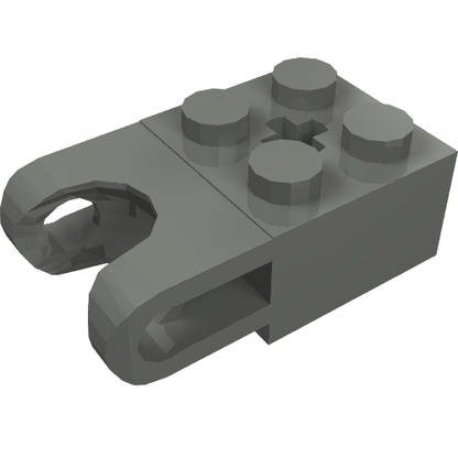 Part 92013 - Technic, Brick Modified 2 x 2 with Ball Socket and Axle Hole - Straight Forks with Round Ends and Open Sides - De BrickPlaats