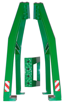 Part 92086pb01 - Support Crane Stand Double - No Studs on Cross-Brace with Axle Holes on Top with Red and White Danger Stripes Pattern on Both Sides (Stickers) – Set 7939 - De BrickPlaats