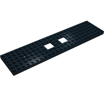Part 92088 - Train Base 6 x 24 with 2 Square Cutouts and 3 Round Holes Each End, Reinforced on Bottom - De BrickPlaats