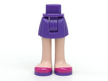 Part 92252c00pb007 - Mini Doll Hips and Skirt, Light Nougat Legs and Dark Purple and Magenta Shoes Pattern - Thick Hinge - De BrickPlaats