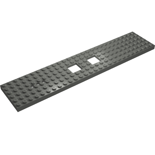 Part 92339 - Train Base 6 x 28 with 3 Round Holes Each End and 2 x 2 Cutouts - De BrickPlaats