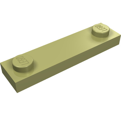Part 92593 - Plate, Modified 1 x 4 with 2 Studs without Groove - De BrickPlaats