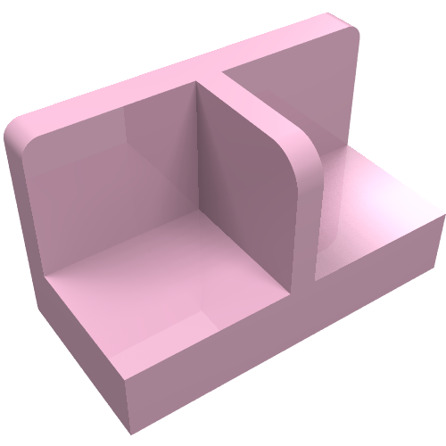 Part 93095 - Panel 1 x 2 x 1 with Rounded Corners and Center Divider - De BrickPlaats