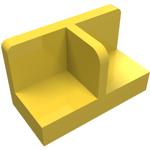 Part 93095 - Panel 1 x 2 x 1 with Rounded Corners and Center Divider - De BrickPlaats