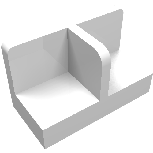 Part 93095 - Panel 1 x 2 x 1 with Rounded Corners and Center Divider - De BrickPlaats