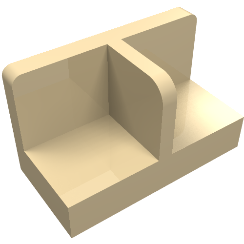 Part 93095 - Panel 1 x 2 x 1 with Rounded Corners and Center Divider - De BrickPlaats