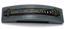 Part 93273pb211 - Slope, Curved 4 x 1 x 2/3 Double with Car Bumper with Dark Tan and Dark Brown Rust, Black and White Number 1, 2 and 3 Pattern (Sticker) - Set 70422 - De BrickPlaats