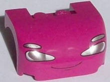 Part 93587pb02 - Vehicle, Mudguard 3 x 4 x 1 2/3 Curved with Front with Headlights and Thin Smile Pattern - De BrickPlaats