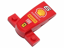 Part 93589pb005 - Wedge 4 x 2 x 1 1/3 with 1 x 4 Base with '6', Shell Logo, 'KASPERSKY lab', 'PIRELLI', 'FIAT' and Ferrari Logo Pattern (Sticker) - Set 30190 - De BrickPlaats