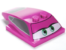 Part 93591pb02 - Wedge 6 x 4 x 1 1/3 with 4 x 4 Base with Green Eyes and Windows Pattern (Holley) - De BrickPlaats