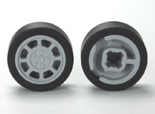 Part 93593c01 - Wheel 11mm D. x 6mm with 8 Spokes with Black Tire 14mm D. x 6mm Solid Smooth (93593 / 50945) - De BrickPlaats