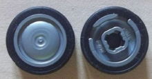 Part 93594c01 - Wheel 11mm D. x 6mm with Smooth Hubcap with Black Tire 14mm D. x 6mm Solid Smooth (93594 / 50945) - De BrickPlaats
